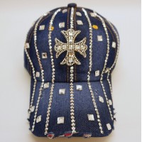 s Denim Jean Rhinestone Sparkle Studded Bling Fashion Cross Baseball Hat  eb-82404761